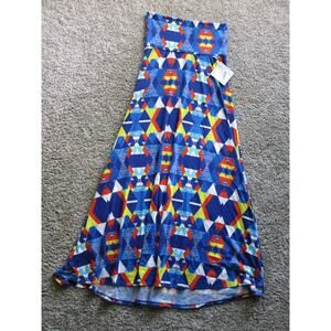 NEW LuLaRoe MAXI Long SKIRT WOMENS sz Small Blue Yellow White Stretch Soft Comfy